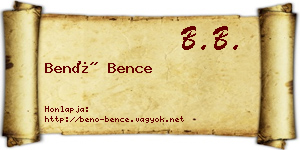 Benő Bence névjegykártya